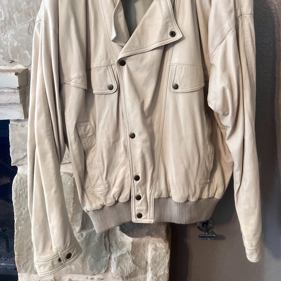 MICHAEL HOBAN X NORTH BEACH WHITE LEATHER JACKET - Picture 2 of 4